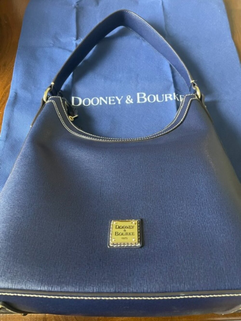 Dooney & Bourke, NWOT, but with original bag, Leather, Navy, Saffiano Hobo Bag